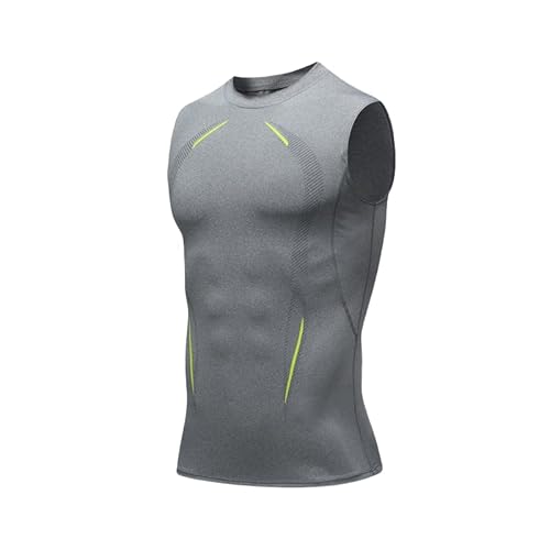 Compression Shirt Men's Sleeveless Running Shirt, Vest Slimming Body Shaper Seamless Undershirts Shapewear Workout Tank Tops-3XL Grey
