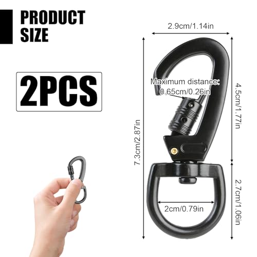 Karabinerhaken mit Drehgelenk,Karabiner für Hundeleine Wirbelkarabiner 2PCS, Robusten Wirbel Schnappkarabiner Scherenkarabiner für Hundeleine, Bergsteigen, Schlüsselbund (A:Schwarz)