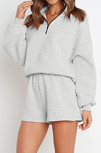 Image of AUTOMET Women's Oversized 2 Piece Lounge Matching Sets Half Zip Sweatshirts Sweatsuit