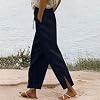 Yaoeye Pantalones de Lino para Mujer 2025, Veraniegos, Cintura Alta, Elásticos, de Pata Recta, Casuales, Holgados, Ligeros, para Playa 4