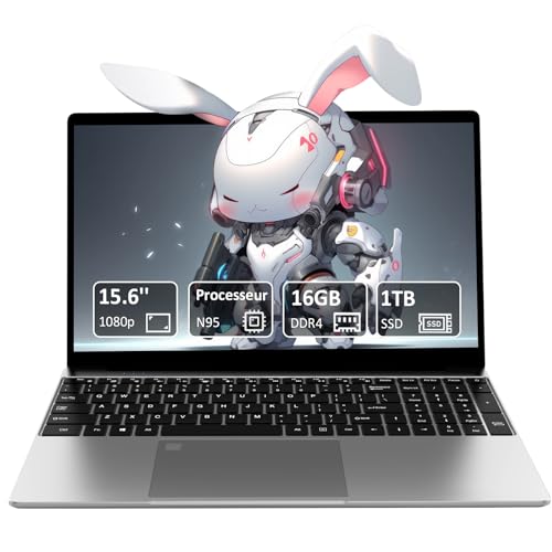 Pryloxen Ordinateur Portable Ultra-Fin 15,6 FHD IPS - Processeur Celeron N95 3,4 GHz, 16 Go DDR4/1 to SSD, Clavier Rétroéclairé, Wi-FI 5G & 8000 mAh (360 × 275 × 18 mm, 1,679 kg)