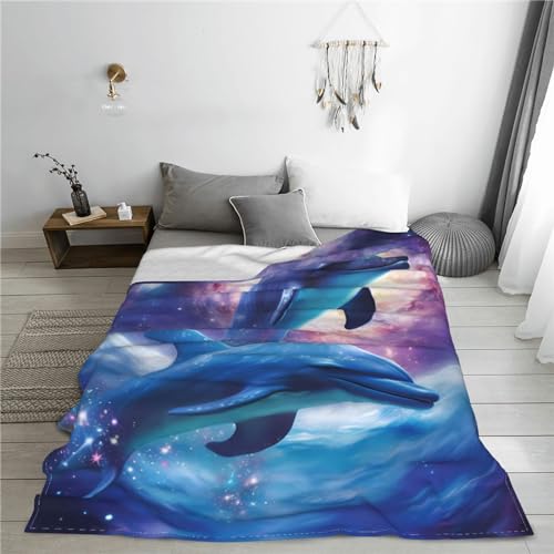 Couverture en micro polaire dauphins galaxie 203x152cm - 8