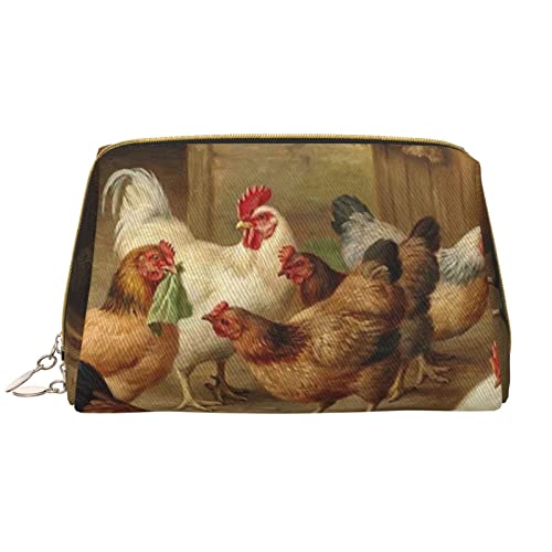 Trousse de maquillage en cuir motif poule idée cadeau