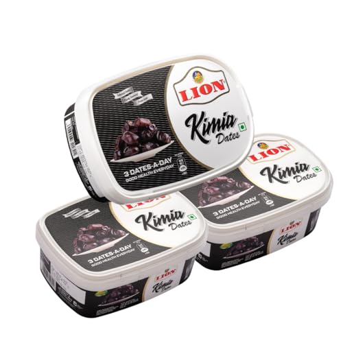 Image of Lion Dates Kimia Mazafati Dates, 1.5kg (500g x 3 Packs) - Premium Soft Khajoor /Khajur, Nutritious Dry Fruits Pack of 3