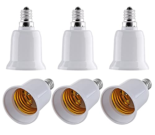 PHITUODA 6pcs E12 to E26 Adapter, Candelabra to Medium Base Adapter, Bulb Base Converter, E12 to...
