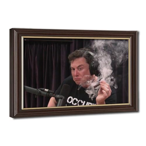 Cadre Elon Musk smoking marijuana pour habiller un mur de bureau vide