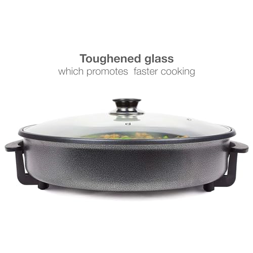 Andrew James Electric Frying Pan Non-Stick Multi Cooker Skillet 42cm 1500W, Glass Lid, Large Multi-Function Electric Pan, Electric Wok, Portable Camping Cooker, Energy Efficient Adjustable Temperature - Image 5