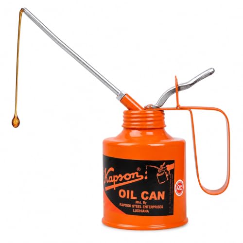 Image of 500 ml Steel Oil Can with Long Precision Spout,(Capacity-1 /2 Pint / 500cc) Multipurpose Metal Oil Can, Leak Resistant Metal Oiler for Bike, Car, Chain, Machinery, Automobile & All Type Lubrication