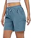 YSENTO Damen Wanderhose Kurz Sommer Leichte Cargohose Sporthose Arbeitshose Schnelltrocknend Atmungsaktiv Outdoor Shorts(Graublau,XL)