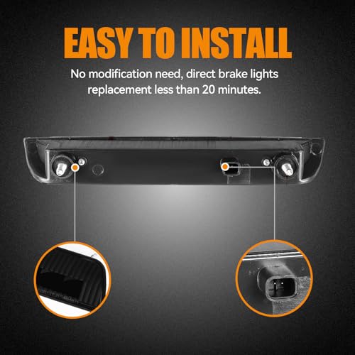 Image of Third 3rd Brake Light LED for 2014-2019 Nissan Rogue, High Mount Rear Brake Lights Assembly for 14-19 Nissan Rogue, Waterproof Center Cab Lamp Stop Light (Black)