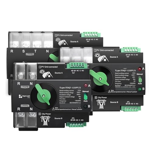Sélecteur électrique de transfert automatique PV 3P 63A pour réseau domestique