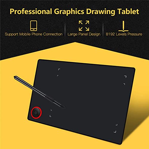 Tableta gráfica de dibujo con rueda de control, área activa grande (195 x 145 mm), tablero digital para escritura, stylus sin batería, compatible con PC miniatura 4