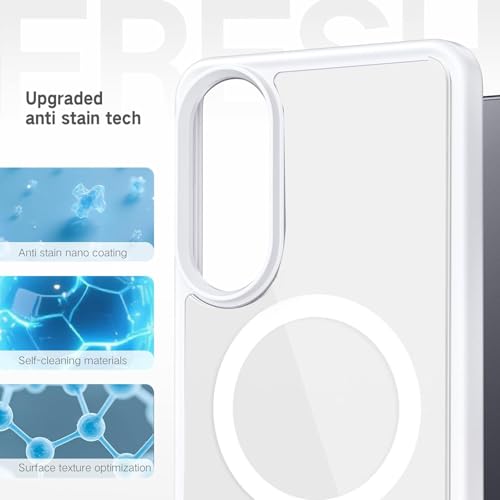 Image of DIZORO Compatible with Samsung S25 Edge 5g Case, Wireless Charging, Non Yellow Military-Grade Drop Protection & Hard PC Back Cover Slim Transparent Anti-Scratch Shockproof Phone Case (White)