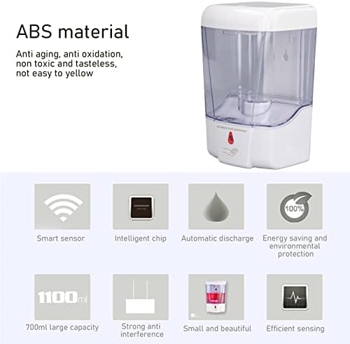 Miniatura 5 de Dispensador automático de jabón sin contacto 23.7 fl oz montado en la pared Sensor infrarrojo Contenedor de jabón líquido para baño Cocina Hotel