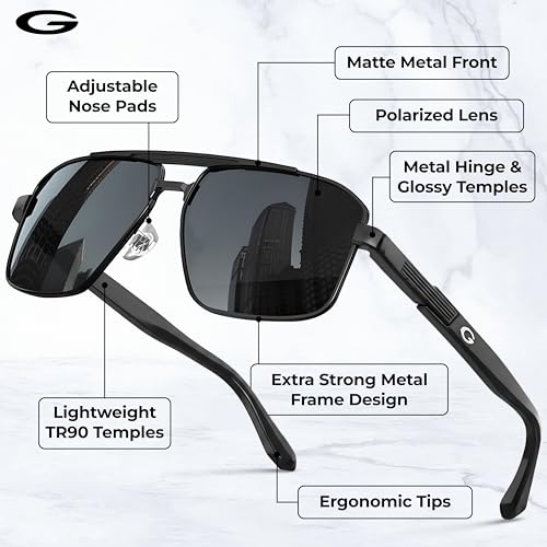 Image of grinderPUNCH Polarized Aviator Sunglasses Men Women Retro Vintage Square Pilot Sun Glasses UV400 Protection