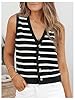 MakeMeChic Women's Sweater Vest Striped V Neck But... #4