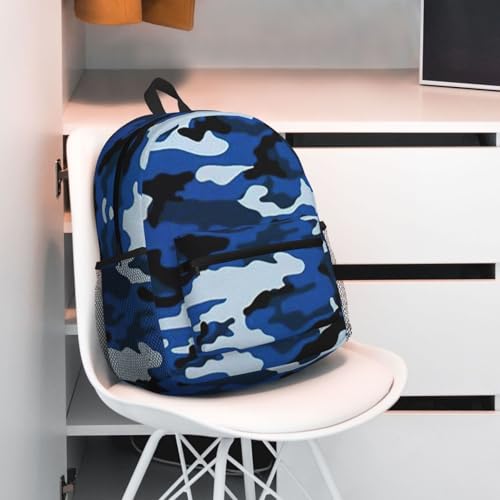 Sac à dos de voyage polyvalent imprimé camouflage bleu noir - 7