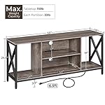 Yaheetech TV Stand for 65 Inch TV, Media Entertainment Center with Power Outlet for Living Room, Industrial TV Console with Side Shelves for PS Storage, Taupe Wood - Image 4