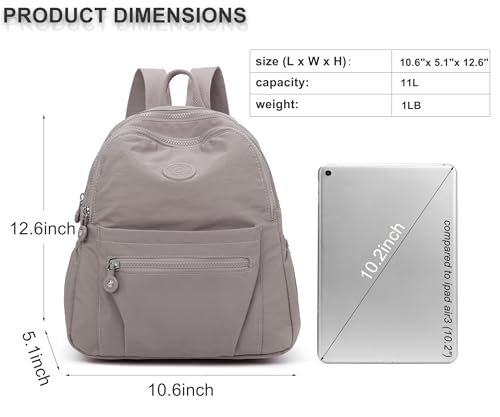 Image of Pealwel Mini Backpack Purse for Women,Small Nylon backpacks for Ladies Backpacks Women Anti Theft Travel Bag (A-Khaki)