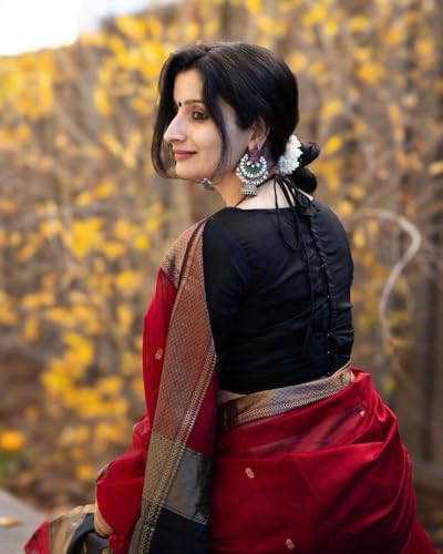 Soft Silk Saree with Contrast Rich Border and Tassels Traditional Wear Saree with Designer Pallu & Unstitched Blouse4