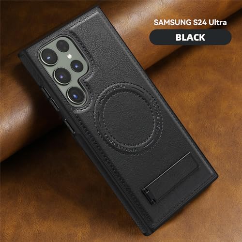 Image of Lunivop for Samsung Galaxy S24 Ultra Case 6.8 inch PU Leather Black
