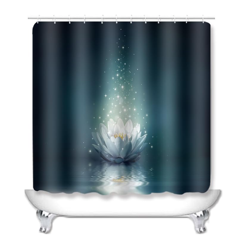 Badgarnitur 4 Teilig Badezimmerteppich Waschbar Badematte rutschfest,Wc Vorleger Mit Ausschnitt Badematte Und Duschvorhang,Badvorleger Toilette Teppich 45X75Cm Lotus – Bild 3