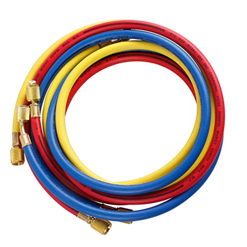LUTIFIX Tuyau et raccords de Charge de réfrigérant de 5 pi 60 po Ensemble de tuyaux de Charge de réfrigérant pour Ensemble de tuyaux collecteurs R134A R12 R22 R502 Cover