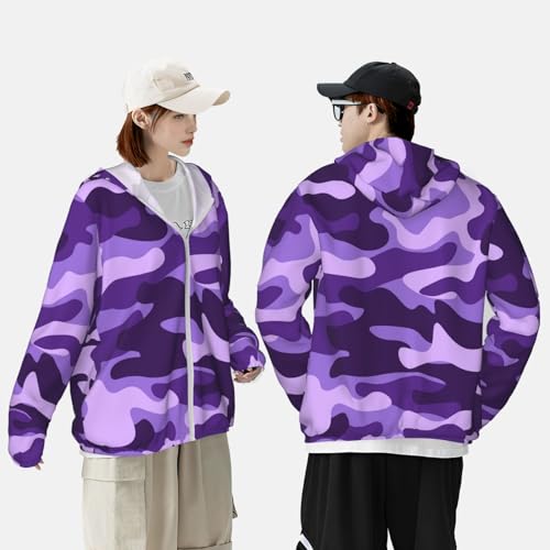Purple Camouflage Pattern Sun Protection Hoodie Jacket Fashion Summer Sunscreen Clothing For Women Men3
