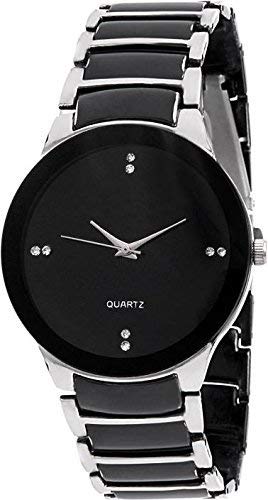 Ivaan Quartz Movement Analogue Black Dial Mens Wrist Watch -Black