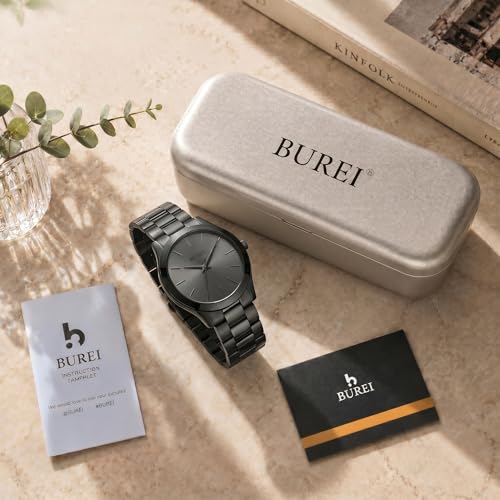 Image of BUREI Men's Wrist Watch, Analog Stainless Steel Dress Waterproof Quartz Watch for Men with Japanese Movement,Refined Gifts for Men, Boyfriend, Husband, Dad