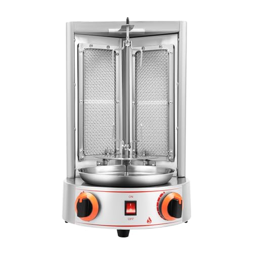 LIAPDG 110V Gas Doner Kebab Machine, 3000W Stainless Steel Shawarma Cookergrill Machine Spinning Doner Kebab Gyro Grill Machine Vertical Broiler for Restaurant Dinner, Home Kitchen