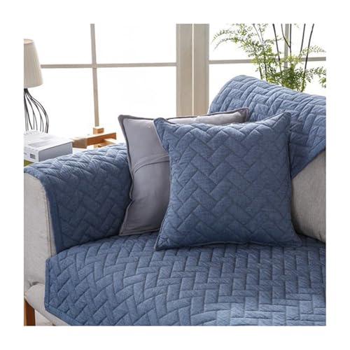 AOPPLSOT Sofa Cover L Shape, Sofa Cover Cotton, Non-Slip Couch Cover, Sofa Cover L Shape Corner Sofa, Sofa Cover 3/21/4/1 Seater, Sofa Protector Cats and Dogs,Blue,70 * 150cm
