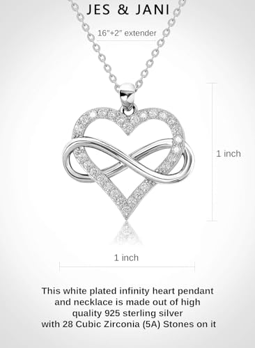 JES & JANI Infinity Heart Necklace for Women, Love Heart Pendant with Cubic Zirconia and Infinity Necklace, 925 Sterling Silver Heart Necklace for Girlfriend3