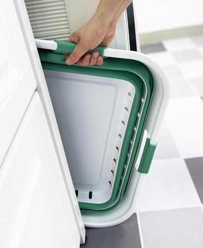 Image of SAMMART 42L (11 gallon) Collapsible Plastic Laundry Basket - Foldable Pop Up Storage Container /Organizer - Space Saving Hamper /Basket (1, White /Winter Green)