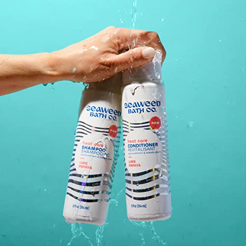 Seaweed Bath Co. Heat Care Shampoo, Lime Papaya Scent, 12 Ounce, Sustainably Harvested Seaweed, Sea Buckthorn, Kakadu Plum, For Heat Damaged Hair #TOP4