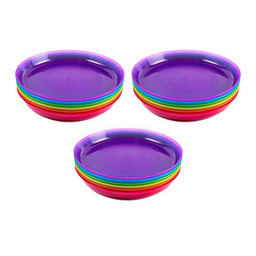 Image of Cuddly Hippo Kids Plastic Dinnerware Set of 18 Multi Color Plates - Reusable, BPA-Free, Dishwasher Safe and Microwaveable