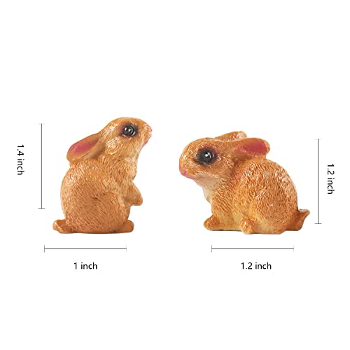 Aydinids 4 Pcs Miniature Bunny Figurine Mini Rabbit Figure Easter Bunny For Cake Topper Diy Micro Landscape Fairy Garden Decor Easter Christmas Birthday Gifts, Brown #TOP1