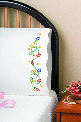 Tobin Stamped Pillowcases, Christmas Lights, 20" X 30" Embroidery Kit #TOP4