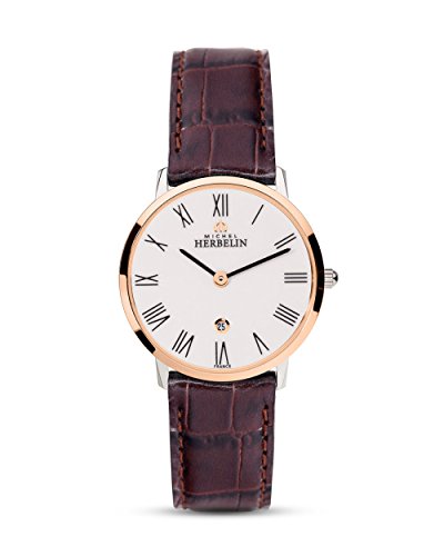 Preisvergleich Produktbild Michel Herbelin Unisex Erwachsene Analog Uhr mit Leder Armband 16915 / TR01MA