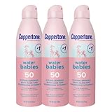 Coppertone WaterBabies Baby Sunscreen Spray SPF 50, Spray On Sunscreen for Babies, Water Resistant, 6 Oz, Pack of 3