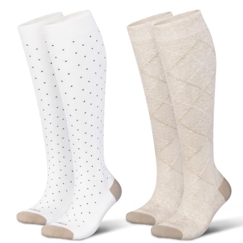 Image of LEVSOX Cotton Compression Socks for Women&Men 20-30mmHg Knee High Cute Support Sock for Nurses Pregnancy Travel
