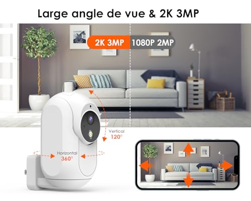 Panoraxy AI 2K Plug in Überwachungskamera innen, 360° WLAN IP kamera überwachung innen, Nachtsicht, Zwei-Wege-Audio, Bewegungserfassung, hundekamera mit app, Babyphone, kompatibel mit Alexa und Google – Bild 4