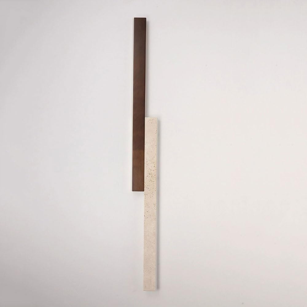 Accesorio de iluminación de pared estilo Wabi-sabi nuevo travertino amarillo moderno largo 60/90/110/130 cm aplique de pared LED piedra dormitorio lámpara de pared interior madera maciza lámpa