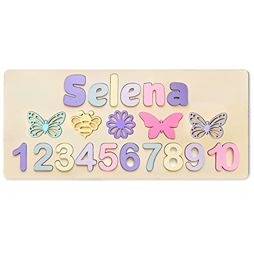 子供用名前パズル パーソナライズされた木製 カスタムギフト 幼児パズルおもちゃ 男の子と女の子向け ギフトラッピングと刻印された文字の挨拶付き 幼児 1-3歳 保育園 モンテッソーリおもちゃ