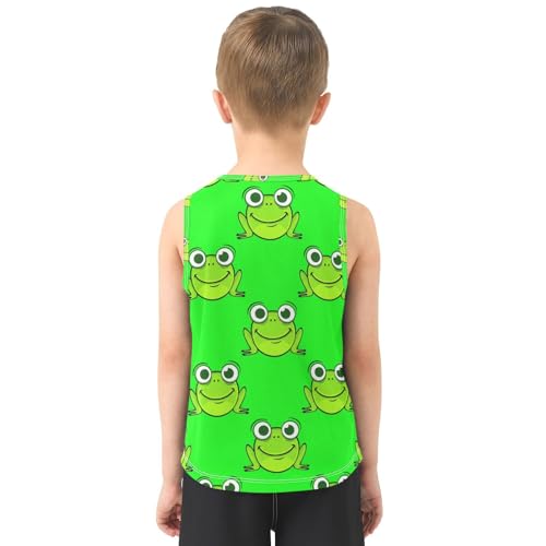 J JOYSAY Cartoon Frog Green Boys Tank Top Sleeveless Muscle Shirts Quick Dry Kids T-Shirts 3-15T3