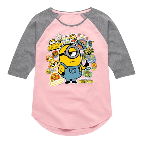 Despicable Me Minions - Banana Stickers - Toddler & Youth Girls Raglan Graphic T-Shirt