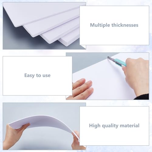 AHANDMAKER 6Pcs Expanded PVC Plastic Sheets, 3mm 5mm 7mm 9mm Thick White PVC Foam Sheet, 11.8x7.8 Inch Craft Foam Paper, PVC Board Sheets for Crafts and Arts, Presentations, Signboards, Outdoors Use - Image 3