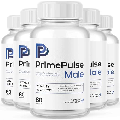 (5 Pack) Prime Pulse Male - Official PrimePulse Men Supplement, Maximum Strength Energy Support, Natural Advanced Formula for Overall Health & Wellness, 60 Capsules for 1 Month
