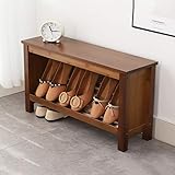 Entryway Storage Bench Bamboo Shoe Bench Wooden Shoe Rack Bench 2 Tier Entryway Organizer Rustic Solid Wood Shoe Bench (Size : 88cm) (68cm)