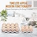Flexzion 12 + 6 Cups Ceramic Egg Holder for Fridge - 18 Porcelain Egg Tray Container Keeper Storage Organizer Decorative Serving Stand Serveware for Refrigerator Countertop Display Kitchen (White)